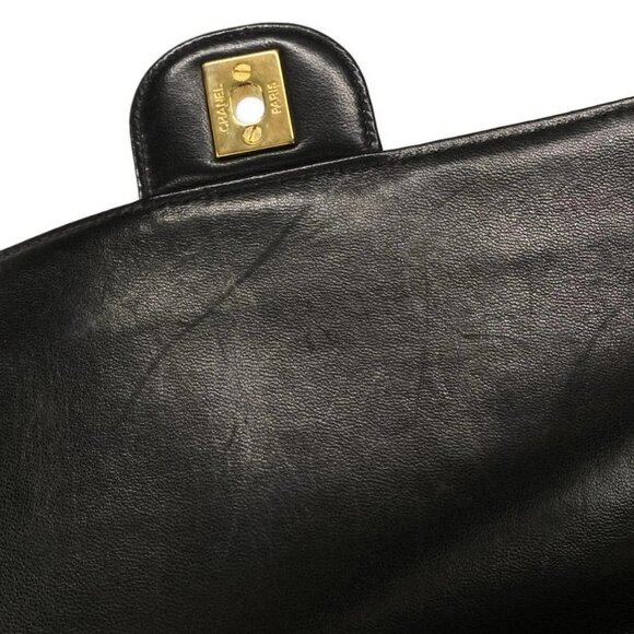 Auth CHANEL Double Face, Matelass - Black Lambskin Shoulder Bag Gold hardware - Picture 16 of 16